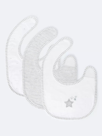 John Lewis John Lewis Star Stripe Print Round Baby Bib Pack of 3 Grey- Buy online at McGrocer