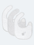 John Lewis baby bib grey star stripe pack of 3, UK version