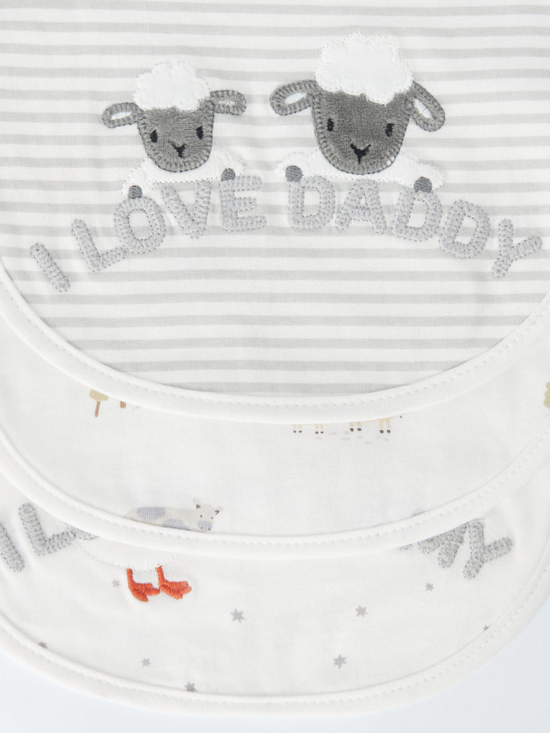John Lewis baby bib farm print grey pack of 3, UK version