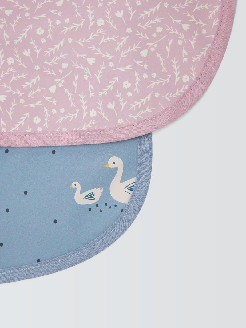 John Lewis swan print coverall weaning baby bib pack of 2 - British product