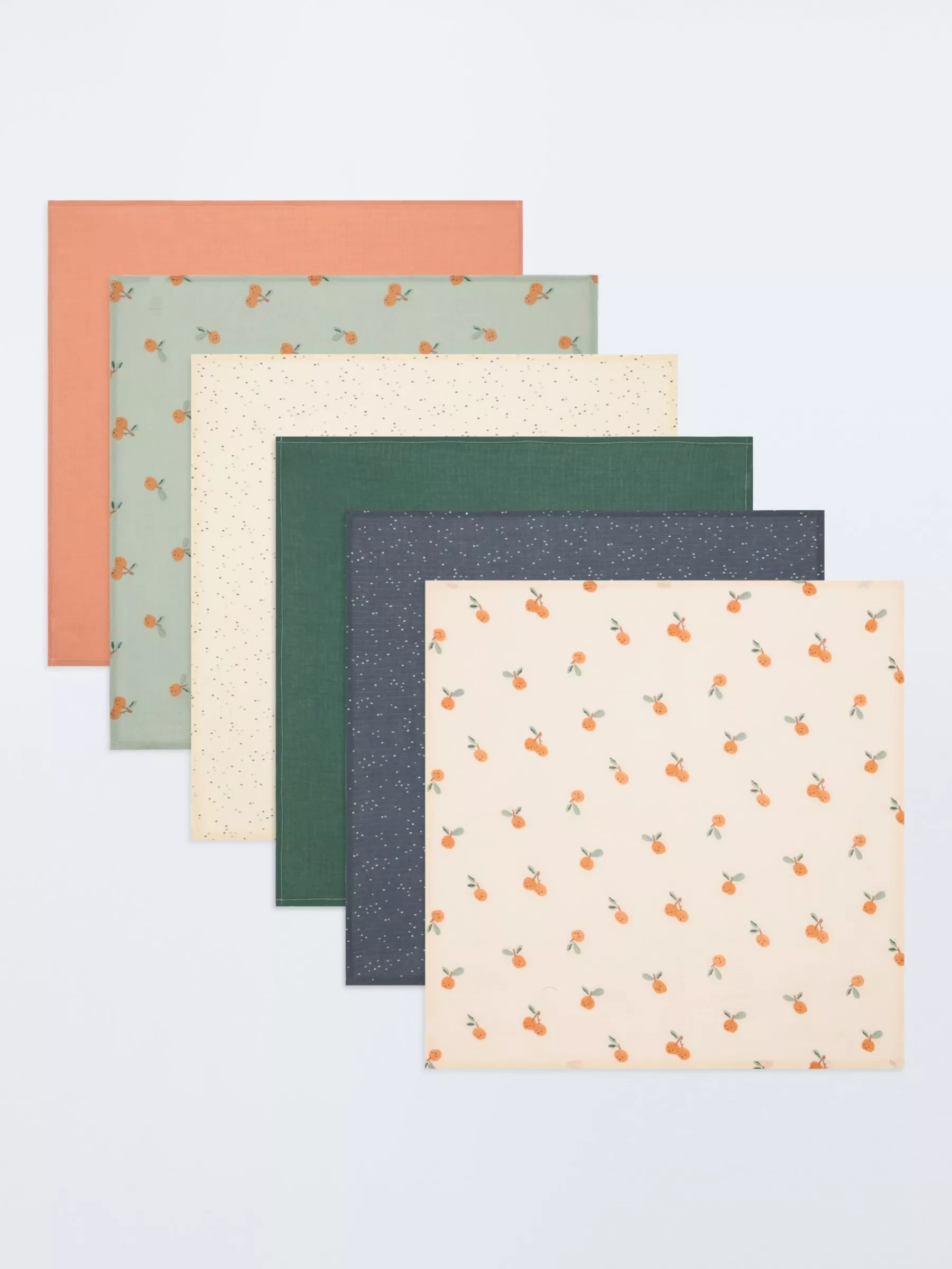 John Lewis Oranges Spot Print Muslin Squares, Pack of 6, Multi - McGrocer