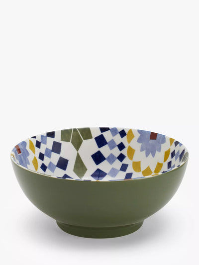 John Lewis John Lewis Lisbon Fine China Serving Bowl, Green/Multi, 20cm- Buy online at McGrocer