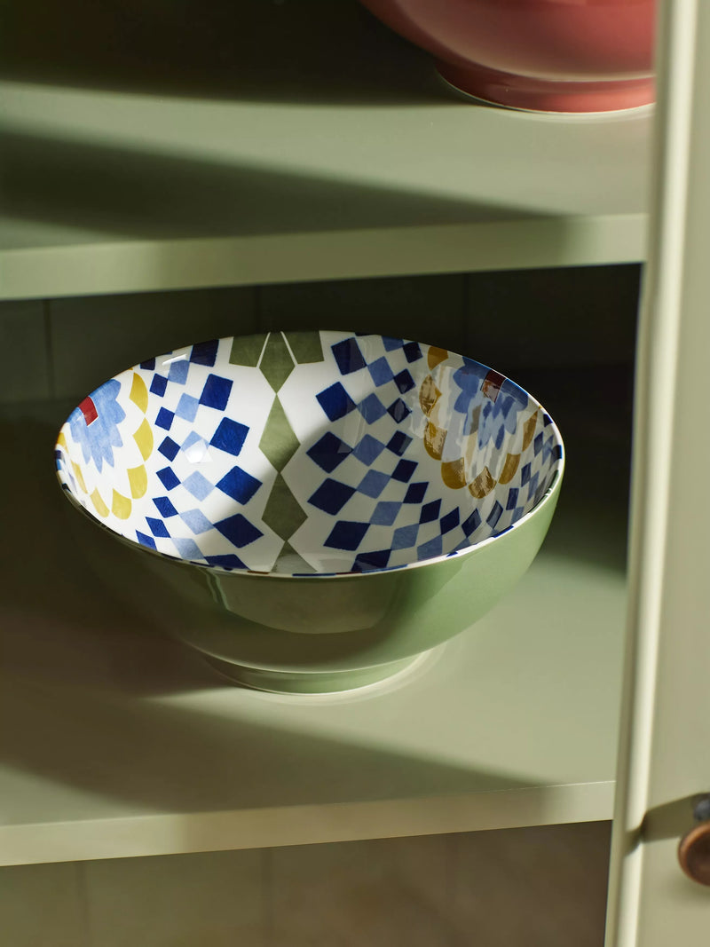 John Lewis Lisbon bowl 20cm green multi - British product