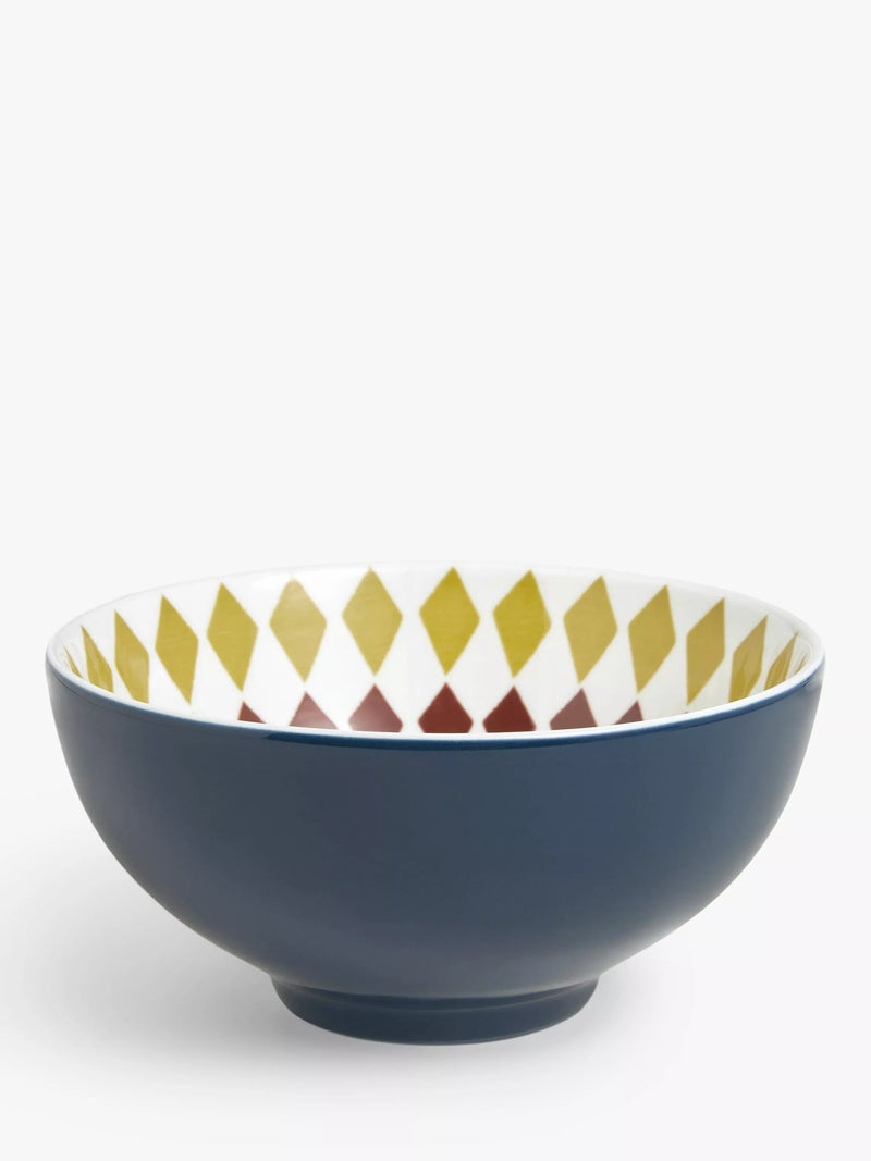 John Lewis fine china cereal bowl 15cm blue multi - British product