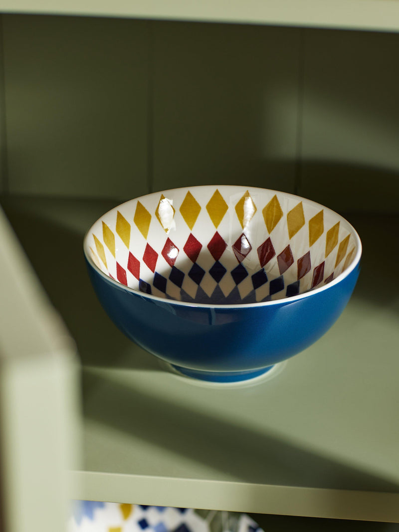 John Lewis fine china cereal bowl 15cm blue multi - British product