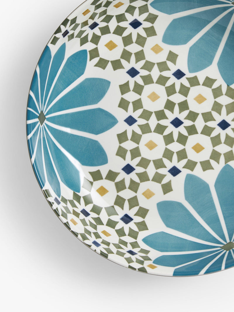 John Lewis fine china serve bowl green multi geometric 30cm - British product