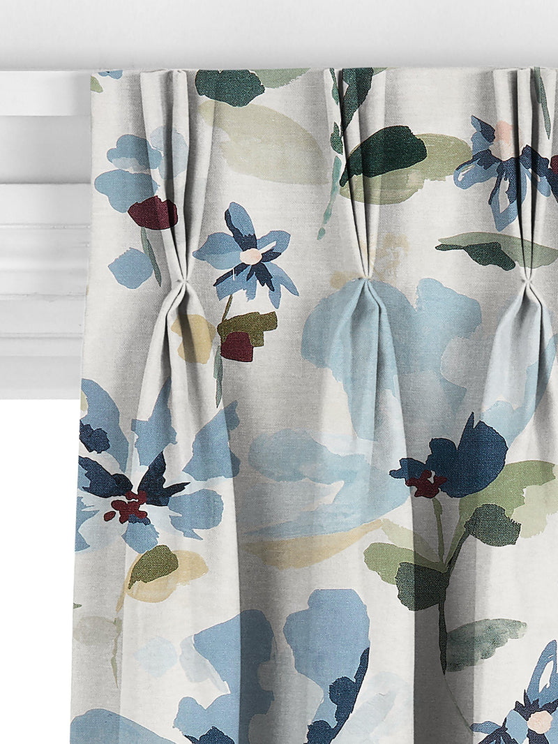 John Lewis Fleur made to measure curtains Lake Blue, imported from the UK