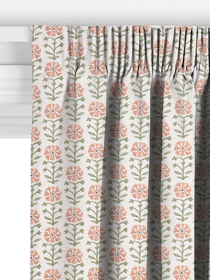 John Lewis Aria pale terracotta floral curtains, UK version