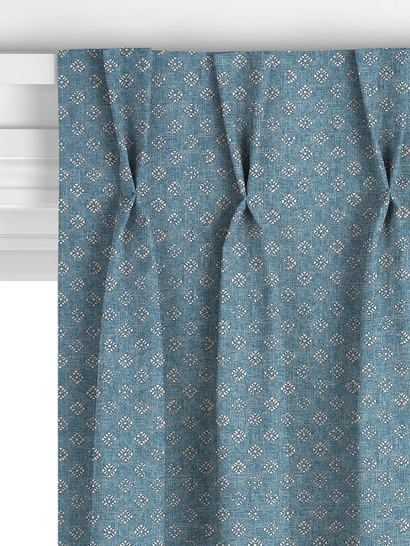 John Lewis Trace Wood Block curtains Lake Blue - British product
