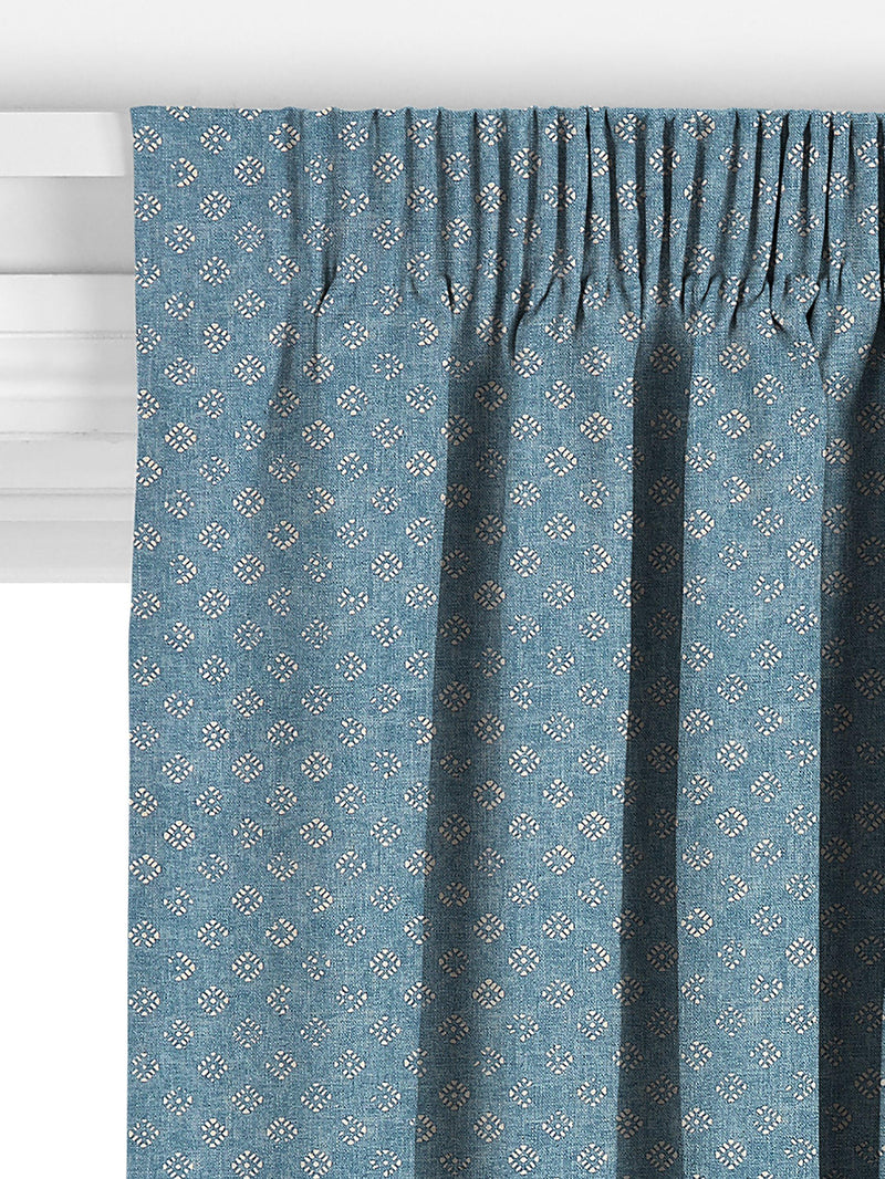 John Lewis Trace Wood Block curtains Lake Blue - British product