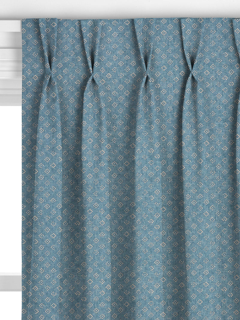 John Lewis Trace Wood Block curtains Lake Blue - British product