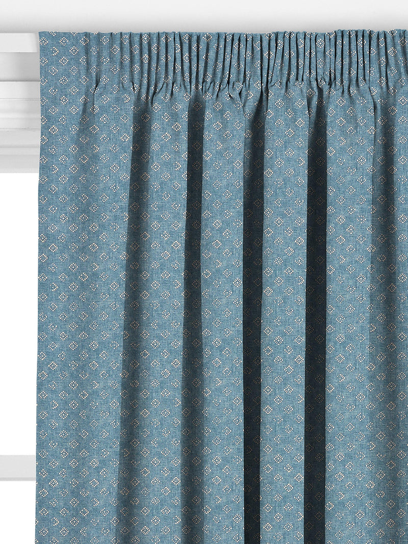 John Lewis Trace Wood Block curtains Lake Blue - British product