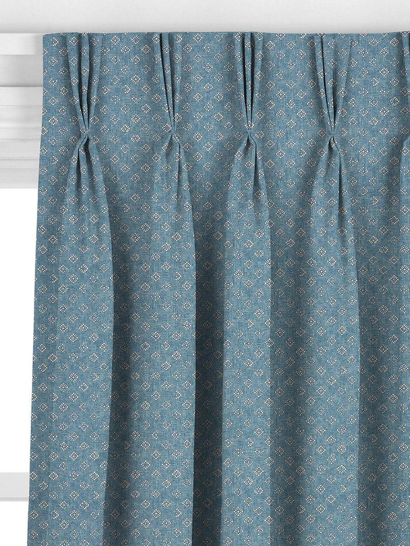 John Lewis Trace Wood Block curtains Lake Blue - British product