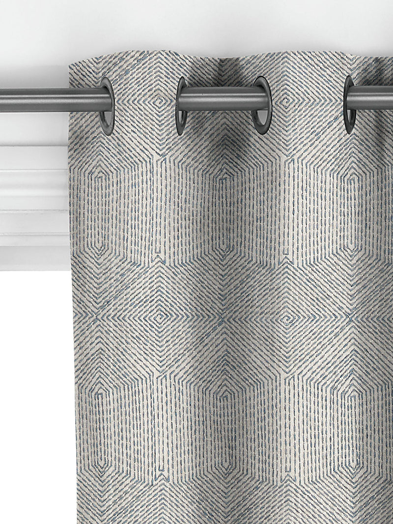 John Lewis Flax Embroidery Lake Blue curtains, imported from the UK