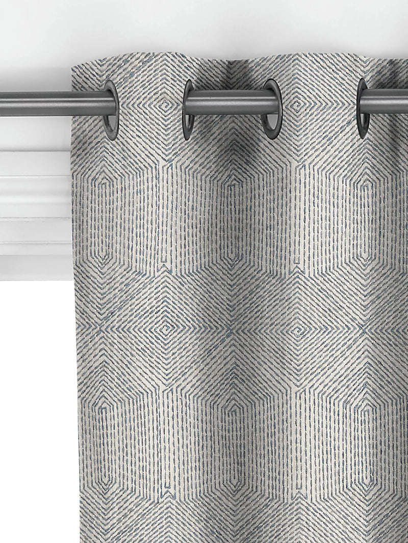 John Lewis Flax Embroidery Lake Blue curtains, imported from the UK