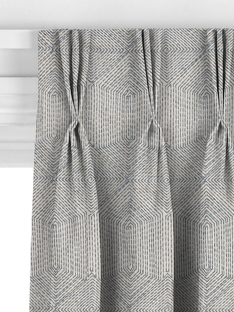 John Lewis Flax Embroidery Lake Blue curtains, imported from the UK
