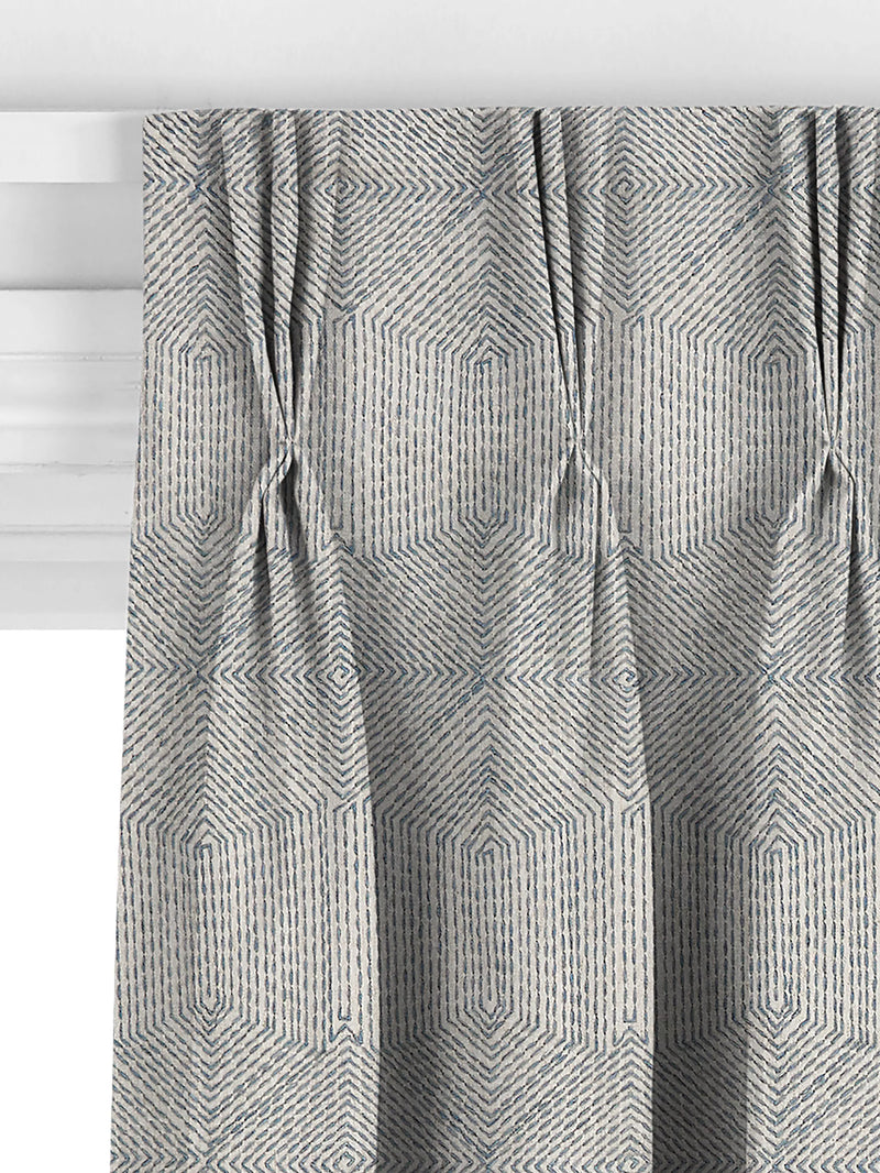 John Lewis Flax Embroidery Lake Blue curtains, imported from the UK