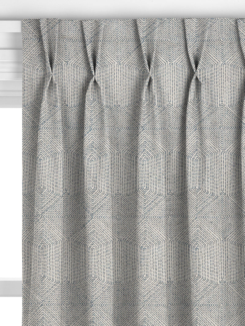 John Lewis Flax Embroidery Lake Blue curtains, imported from the UK