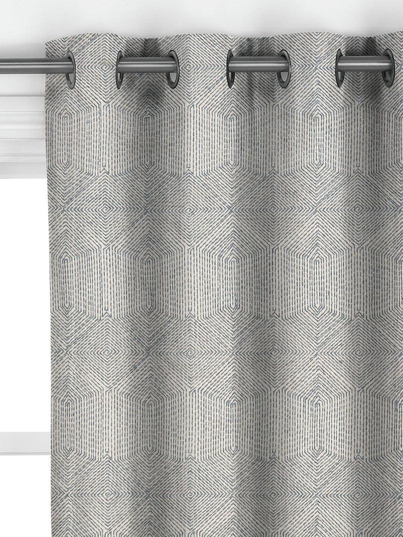John Lewis Flax Embroidery Lake Blue curtains, imported from the UK