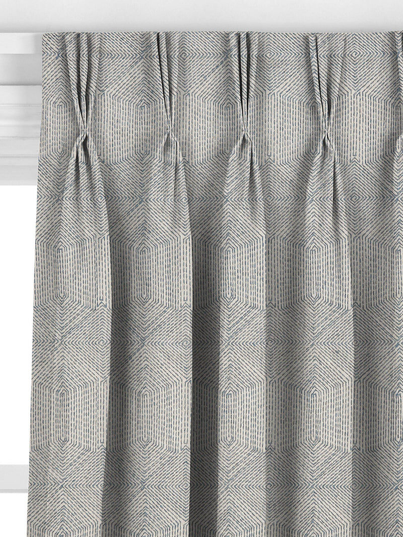 John Lewis Flax Embroidery Lake Blue curtains, imported from the UK
