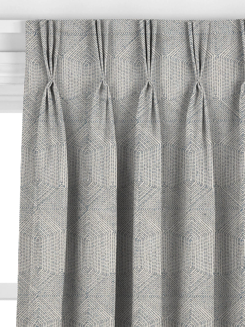 John Lewis Flax Embroidery Lake Blue curtains, imported from the UK