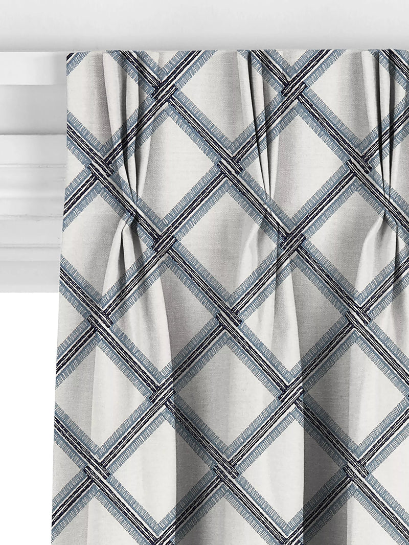 John Lewis Oakley embroidery curtain lake blue 140x140cm, imported from the UK