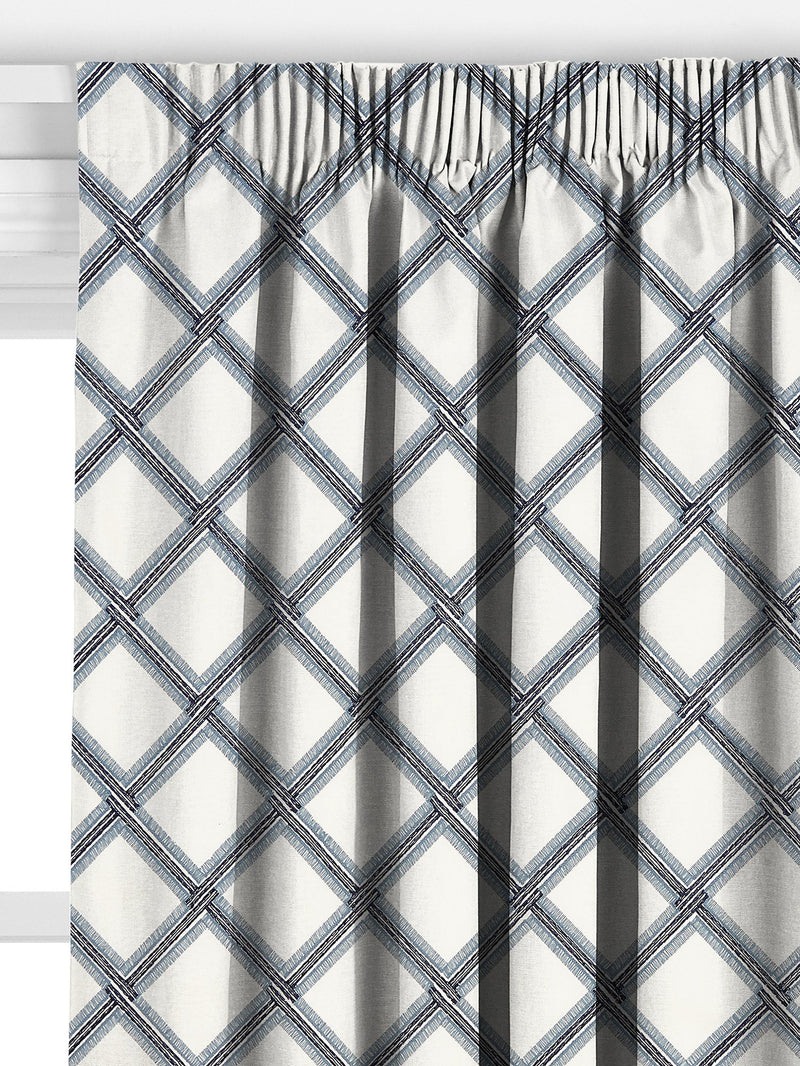 John Lewis Oakley embroidery curtain lake blue 140x140cm, imported from the UK
