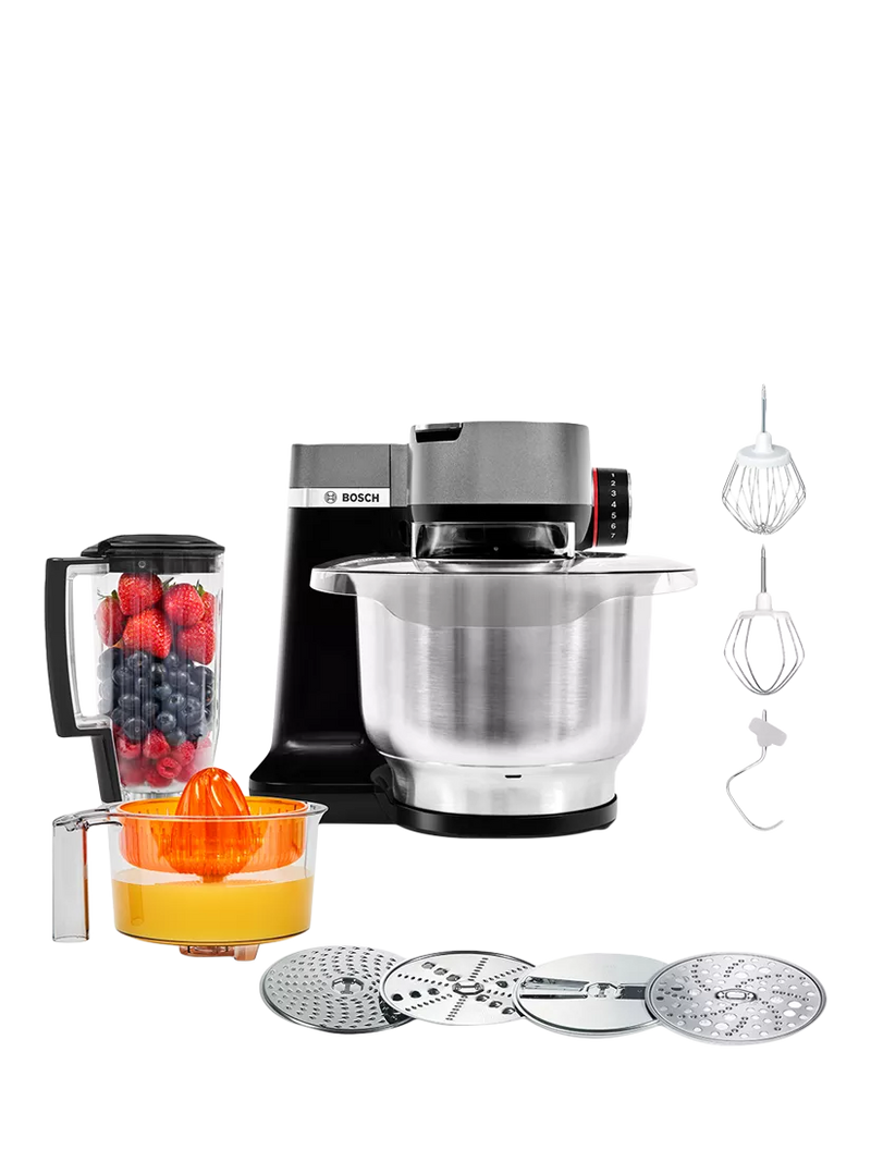 Bosch stand mixer 7-in-1 black with juicer and shredder, UK version