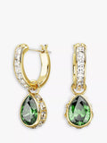 Swarovski Stilla hoop and pear drop earrings gold green, UK version
