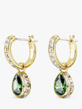 Swarovski Stilla hoop and pear drop earrings gold green, UK version
