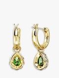 Swarovski Stilla hoop and pear drop earrings gold green, UK version