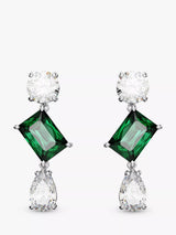 John Lewis Swarovski Mesmera Crystal Drop Earrings Silver/Green 2.6 x 1cm- Buy online at McGrocer