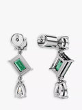 Swarovski drop earrings silver and green crystals, UK version