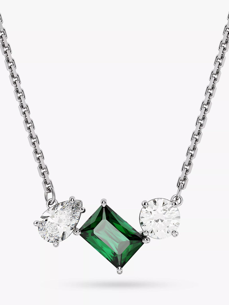 Swarovski crystal pendant necklace silver green - British product