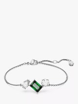 John Lewis Swarovski Mesmera Crystal Trio Chain Bracelet, Silver/Green- Buy online at McGrocer