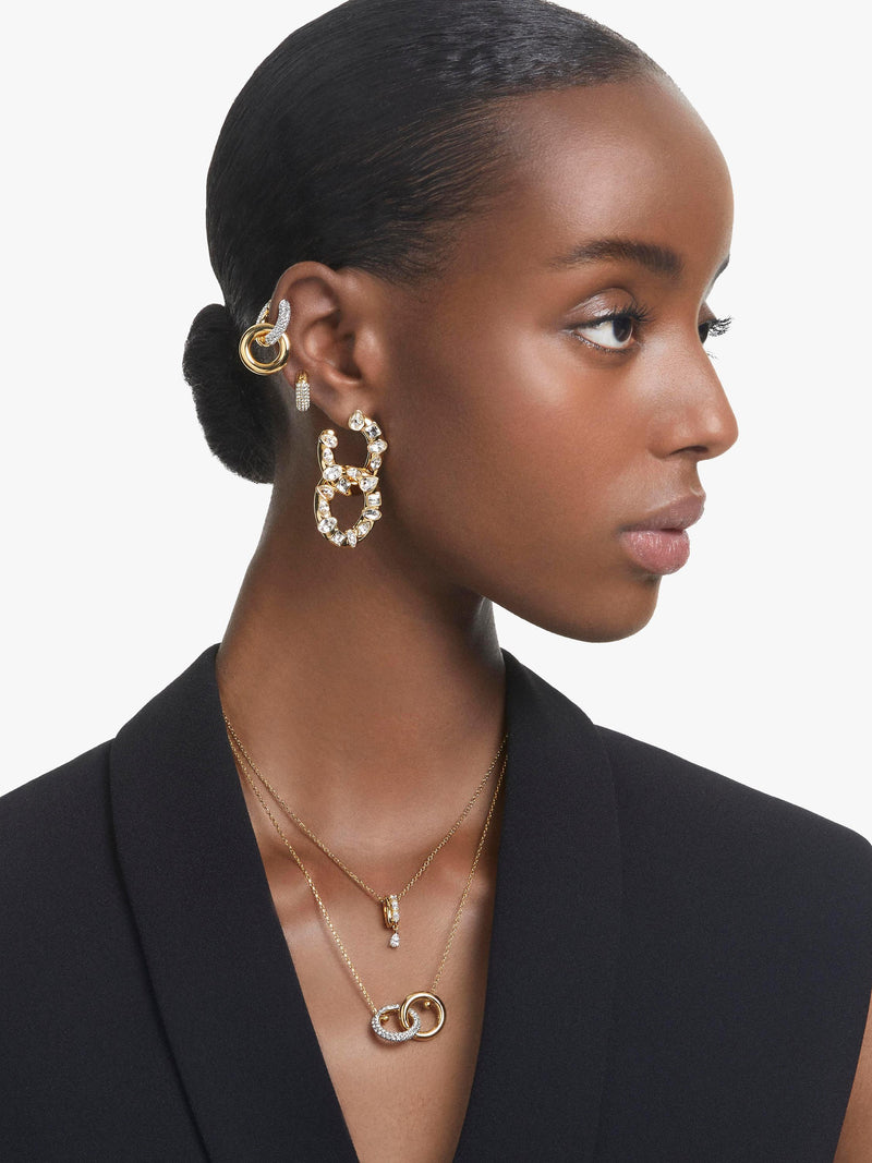 Swarovski crystal hoop earrings gold plated - British product