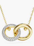 Swarovski krystallanheng halskjede gullfarget 38-45 cm, britisk versjon