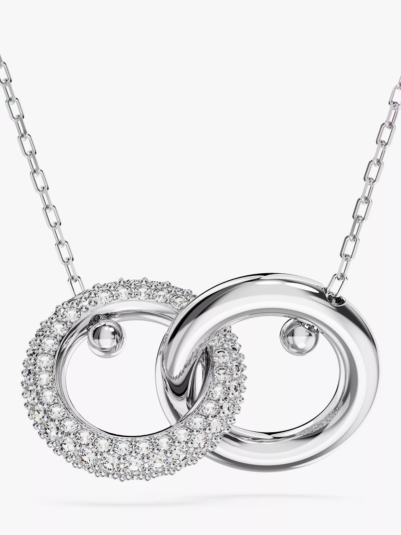Swarovski Dextera krystall-sammenlåsende sirkelanheng Halskjede 38-45 cm