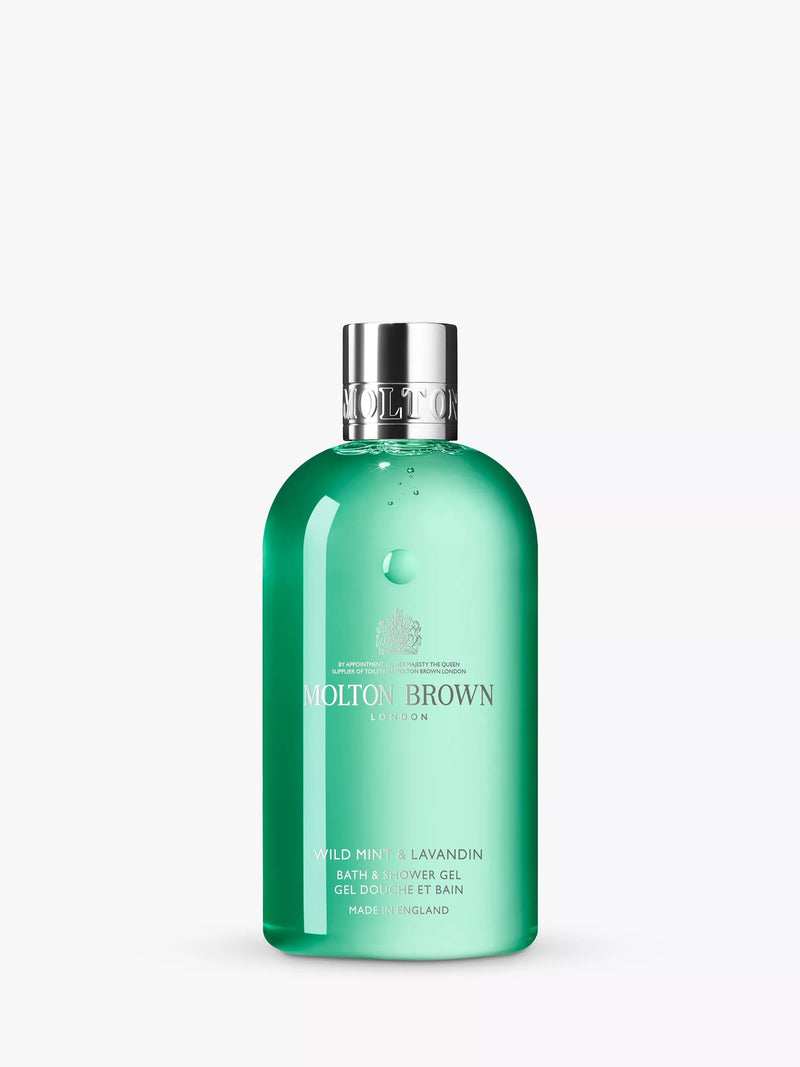 Molton Brown Wild Mint & Lavandin Bath & Shower Gel 300ml, imported from the UK