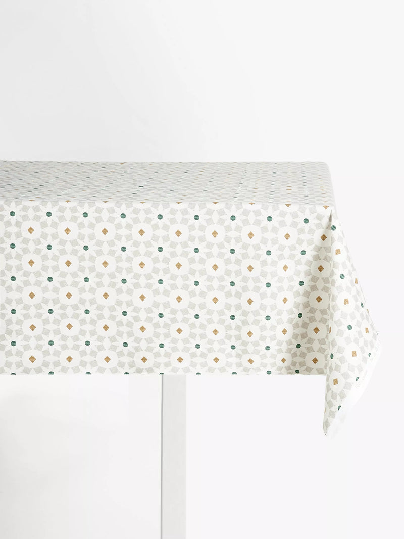 John Lewis Terra Tile oilcloth tablecloth fabric putty, UK version