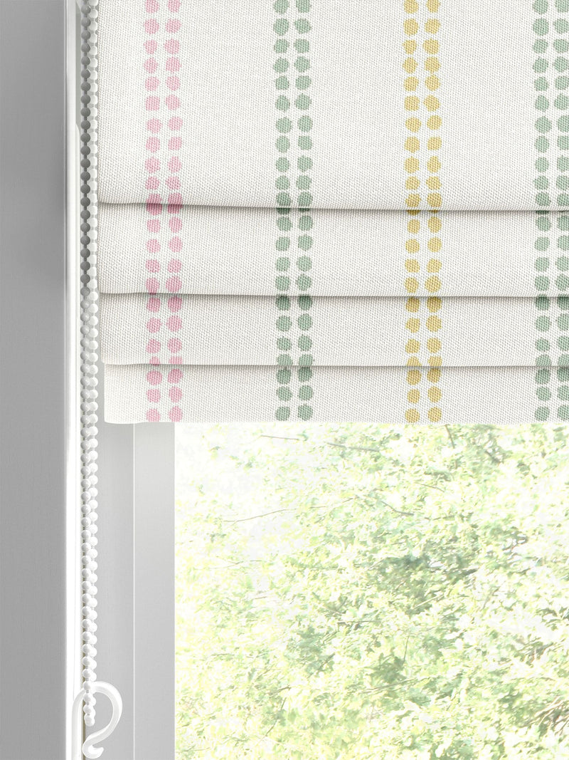 Laura Ashley pale ochre candy stripe cotton roman blind (British brand)