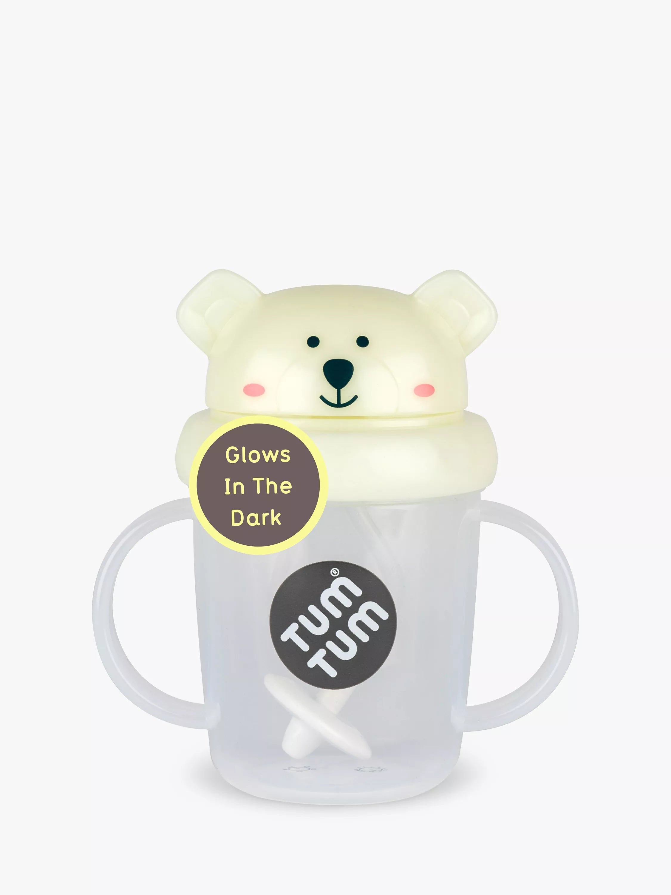 TUM TUM Tippy Up Polar Bear Glow In The Dark Baby Cup with Weighted Straw, 200ml, Yellow - McGrocer
