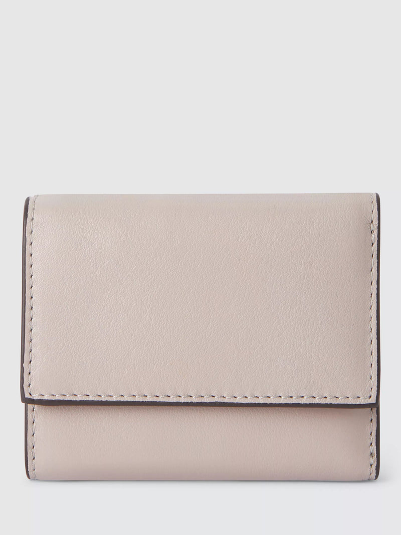 John Lewis Trifold Leather Purse, Porpoise