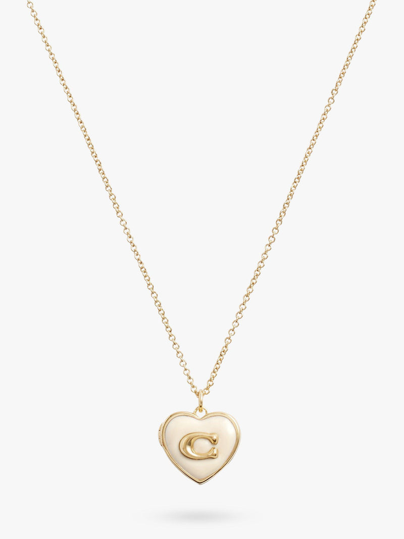 Coach Enamel Crystal Heart Locket Necklace UK version