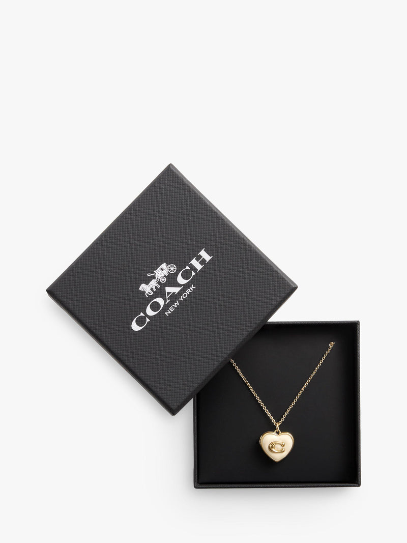 Coach Enamel Crystal Heart Locket Necklace UK version