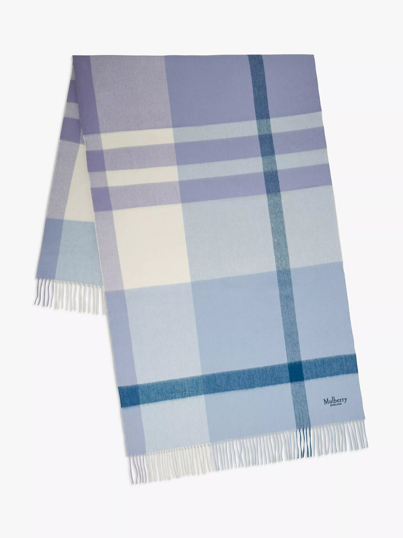 Grande écharpe en laine de mérinos à carreaux Mulberry 200 x 70 cm