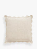 John Lewis Scalloped Linen Cushion - Lake H45 x W45 cm
