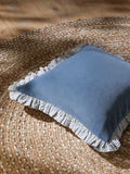 John Lewis velvet frill cushion with reversible cotton stripe back, UK version