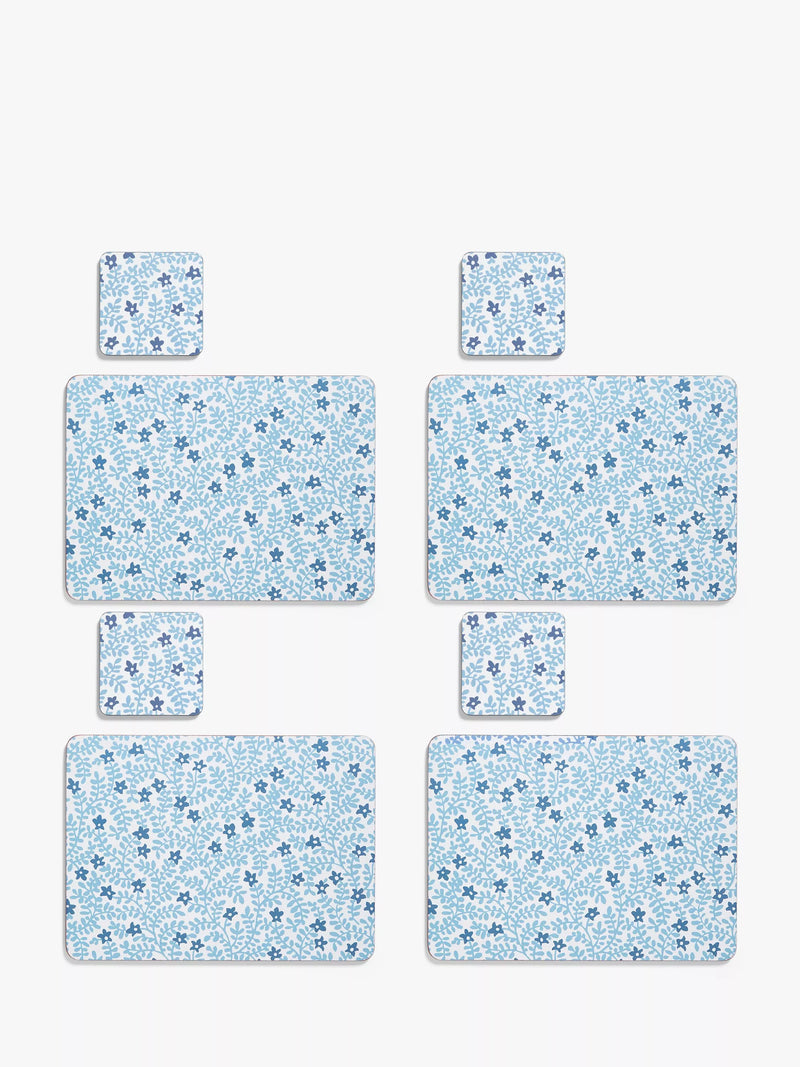 John Lewis Mila placemat and coaster set in blue, imported from the UK