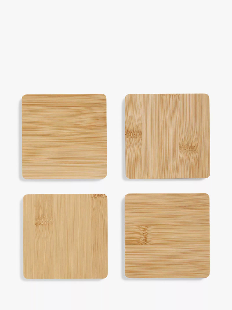 John Lewis square bamboo coasters set of 4 natural (British brand)